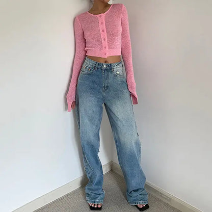 Pantalon jean bleu délavé pour femme SecretBombe.