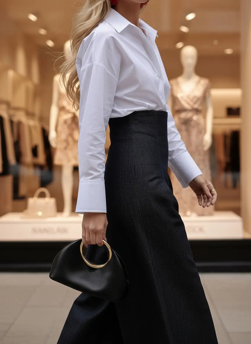 Pantalon femme coupe regular en denim bleu, style urbain