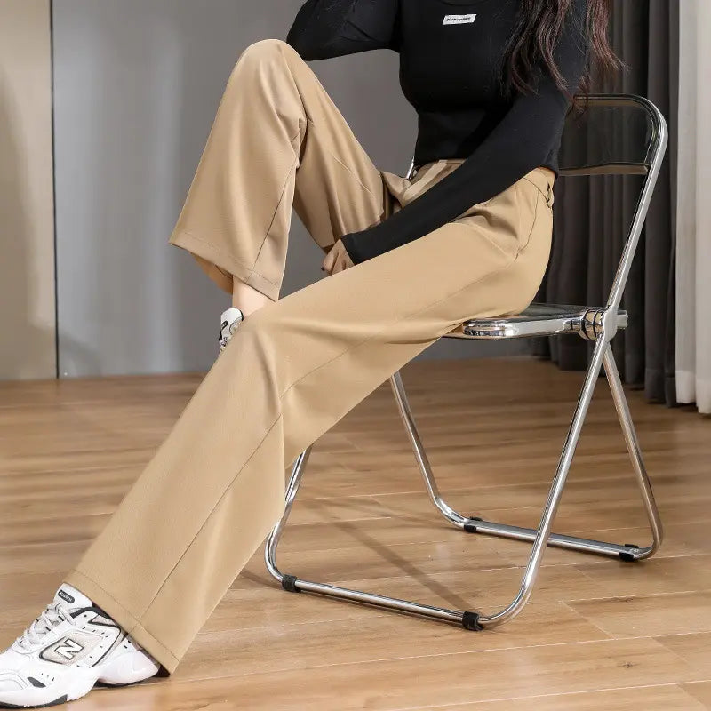 Pantalon femme chic et confortable, taille élastique coupe droite