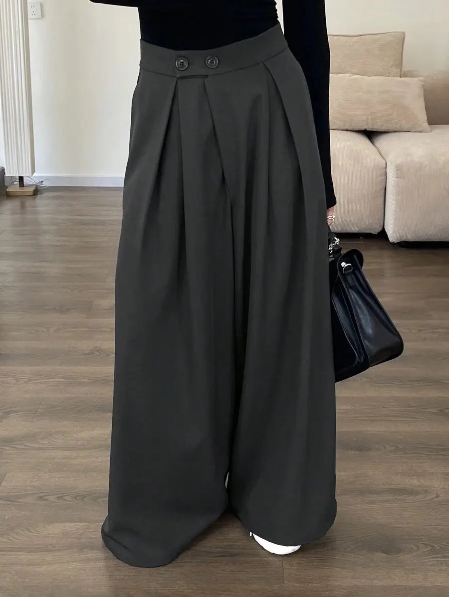 Pantalon large gris  femme au style élégant SecretBombe