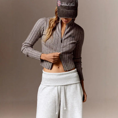 Pantalon large femme gris au style casual SecretBombe