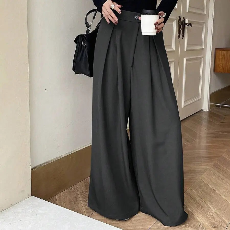 Pantalon palazzo gris  femme à taille haute SecretBombe