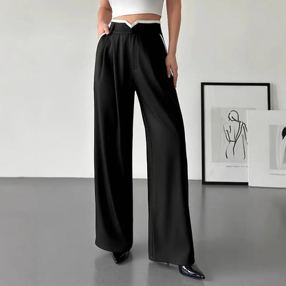 Pantalon femme noir large et fluide, style élégant et confortable