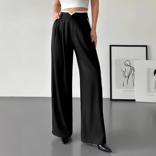 Pantalon femme noir large et fluide, style élégant et confortable