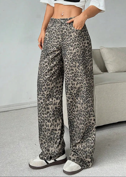 Pantalon femme léopard à jambes larges au look casual SecretBombe