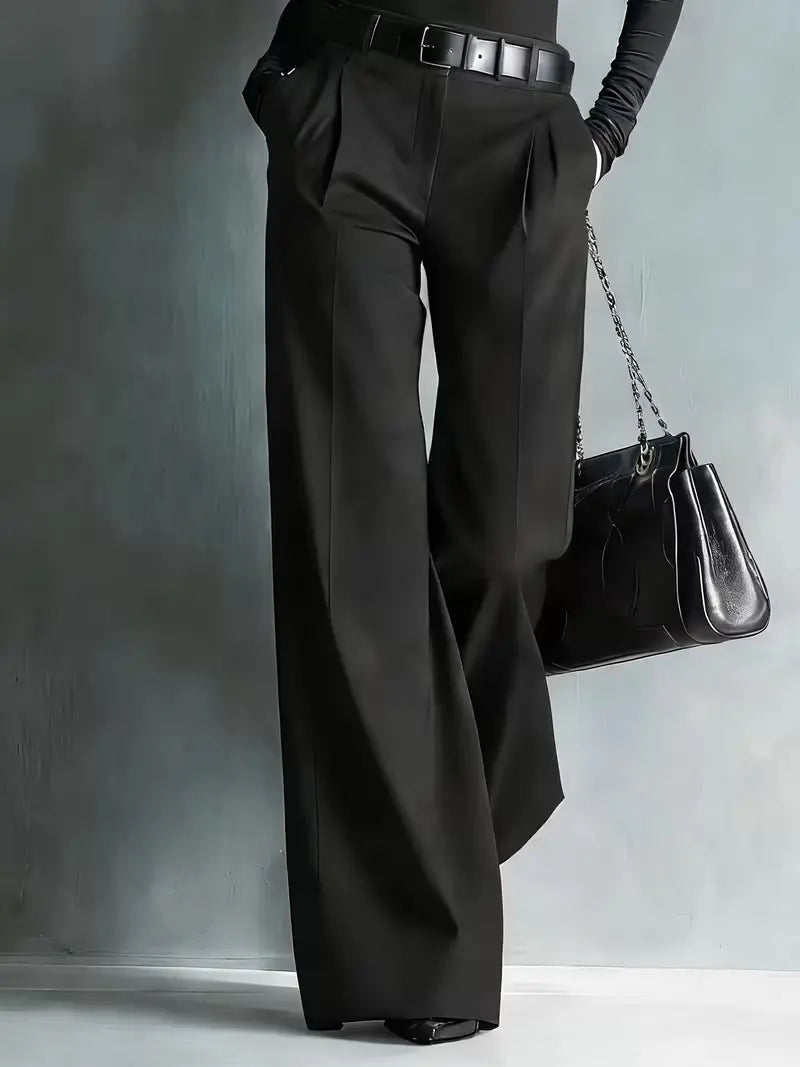 Pantalon large femme noir à taille haute SecretBombe