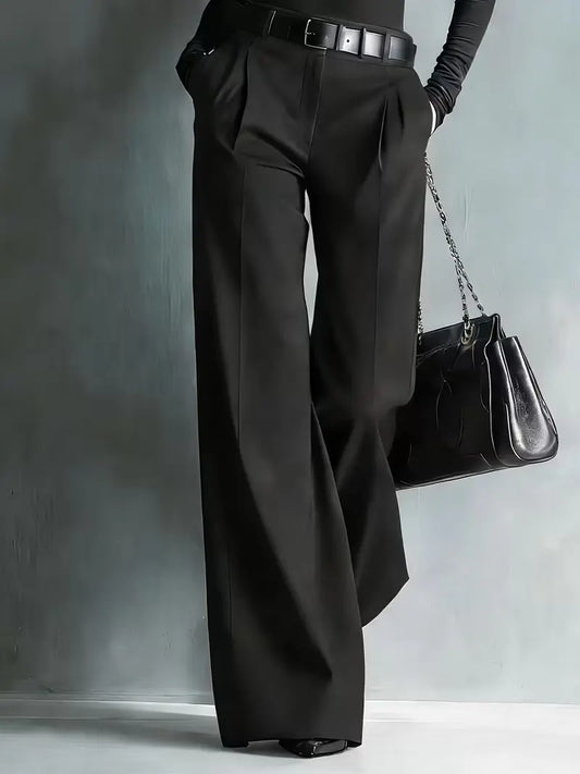 Pantalon large femme noir à taille haute SecretBombe
