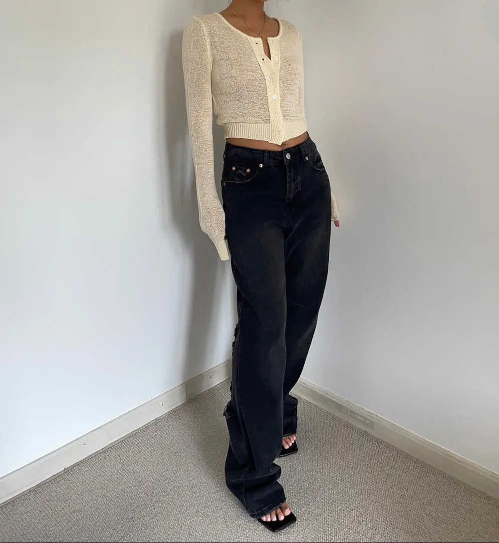 Jean taille haute à jambes larges SecretBombe.