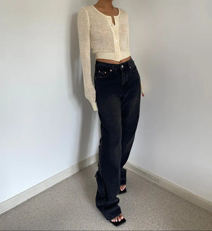 Jean taille haute à jambes larges SecretBombe.