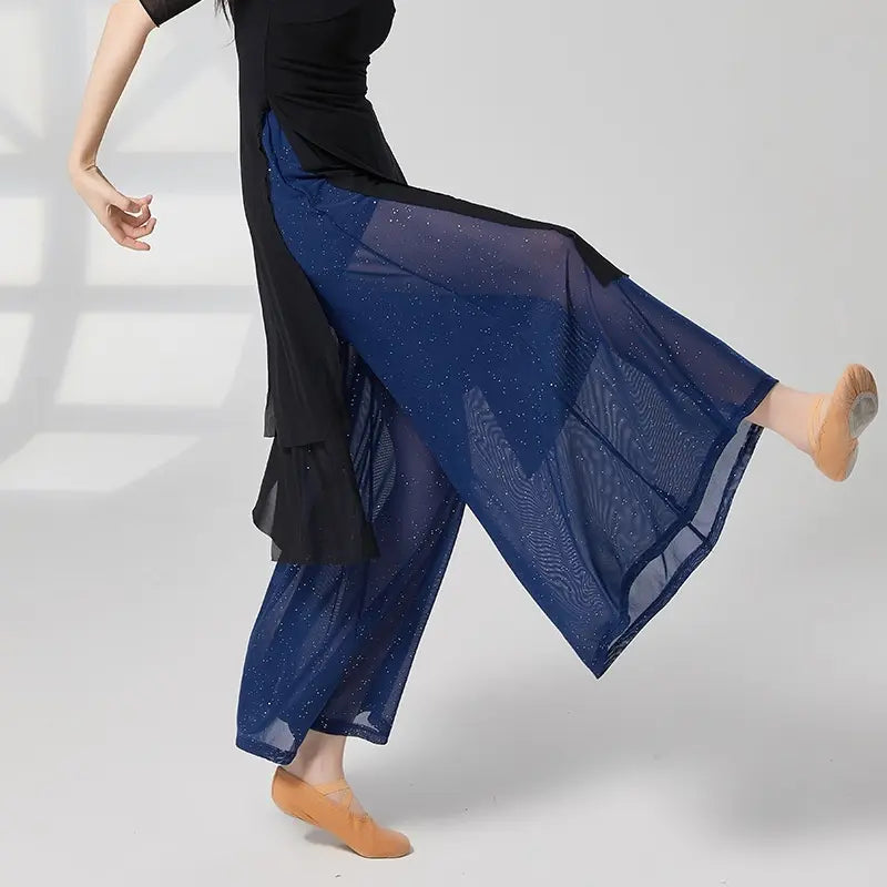 Pantalon large femme bleu marine à coupe fluide SecretBombe