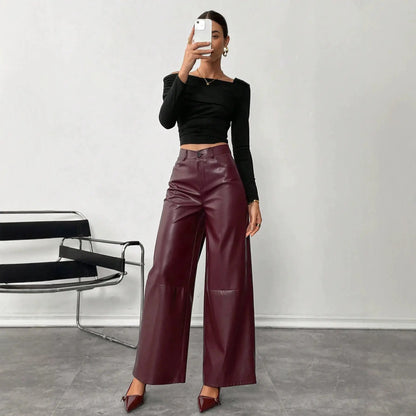 Pantalon bordeaux femme à jambes larges SecretBombe