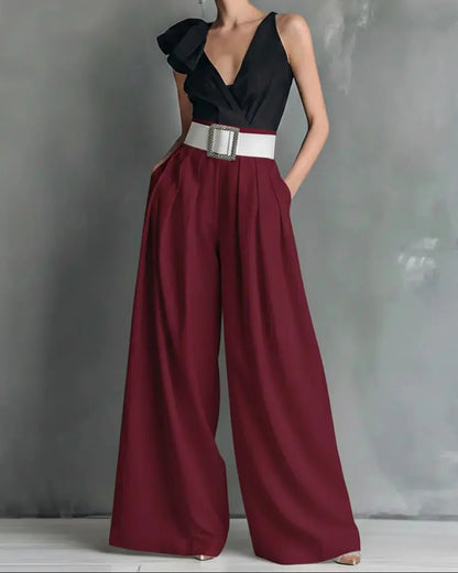 Pantalon large femme bordeaux à coupe fluide SecretBombe