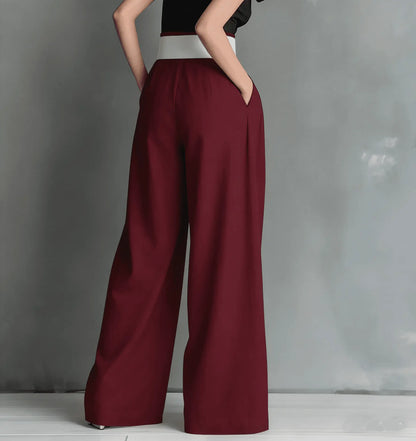 Vue de profil du pantalon large femme bordeaux SecretBombe