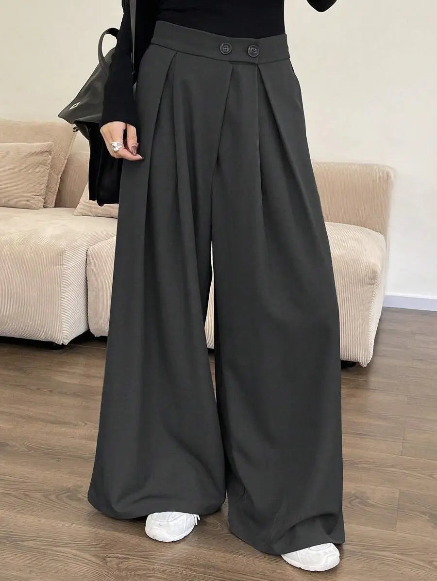 Pantalon palazzo femme gris à jambes très larges SecretBombe