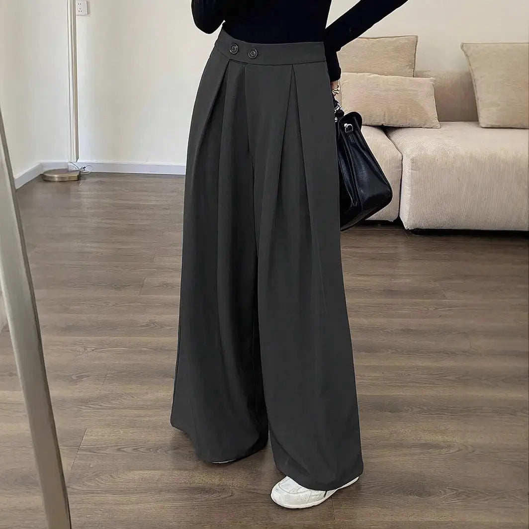Pantalon femme gris  à jambes larges SecretBombe