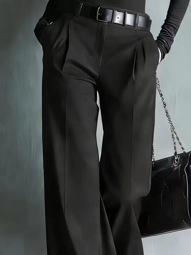 Pantalon palazzo femme noir avec plis sur le devant SecretBombe