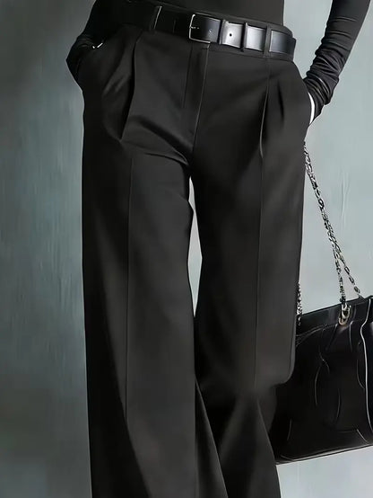 Pantalon palazzo femme noir avec plis sur le devant SecretBombe