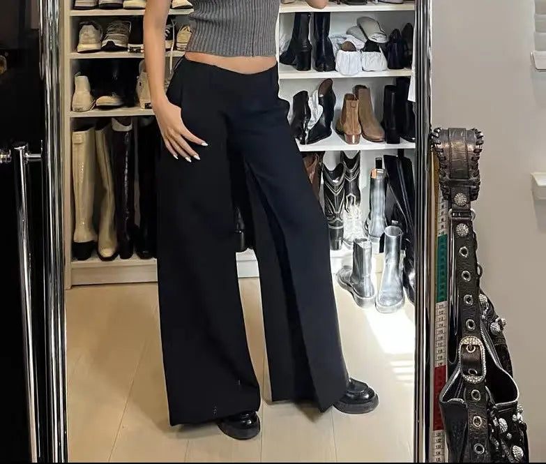 Détail taille haute pantalon large noir SecretBombe féminin