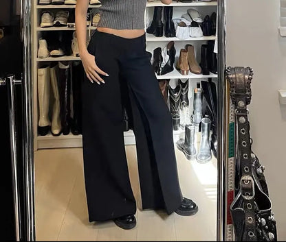 Détail taille haute pantalon large noir SecretBombe féminin