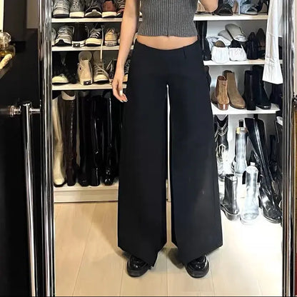 Pantalon large noir SecretBombe taille haute élégant