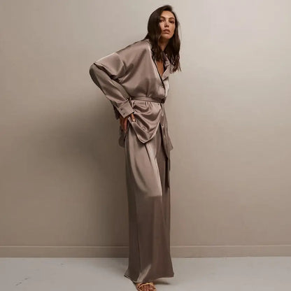 Tenue chic satin décontractée femme deux pièces SecretBombe