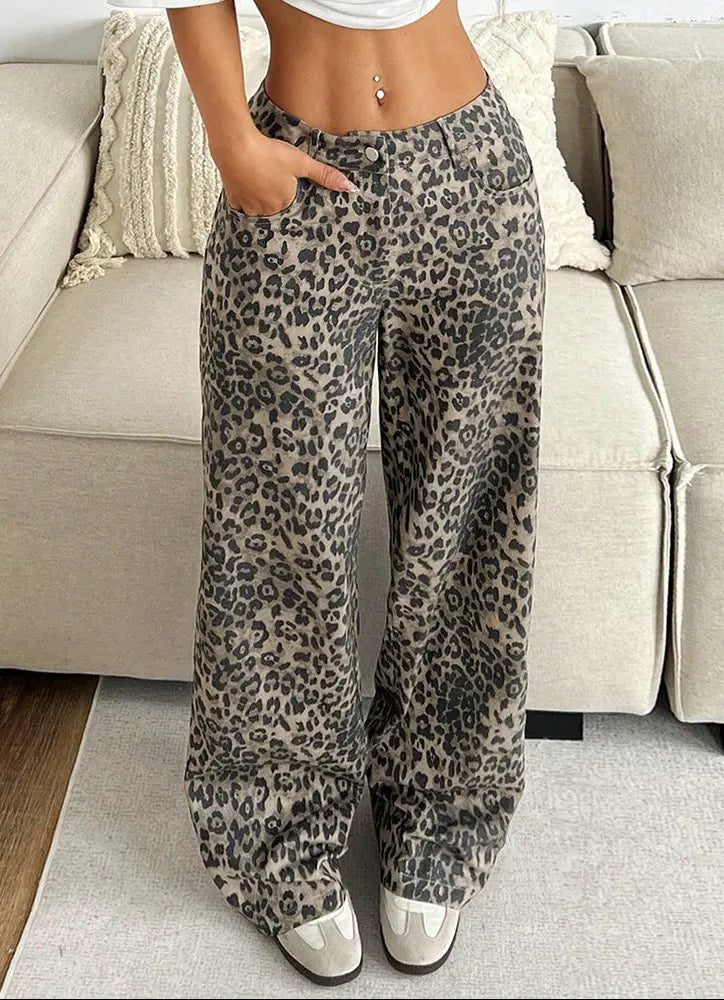Pantalon large femme léopard à jambes larges SecretBombe