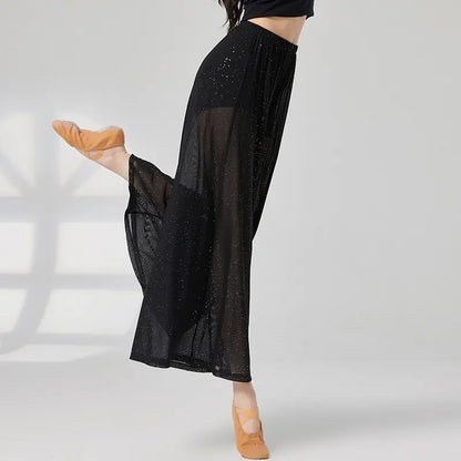 Pantalon palazzo noir femme transparent et fluide SecretBombe