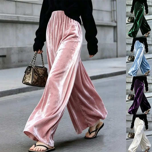 Pantalon palazzo femme rose en velours à jambes larges SecretBombe