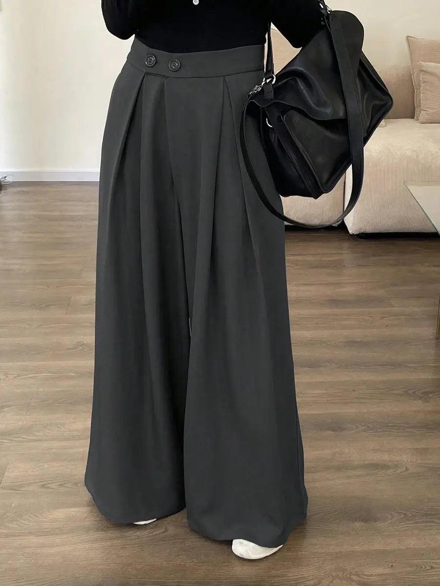 Vue de face du pantalon large femme gris  SecretBombe
