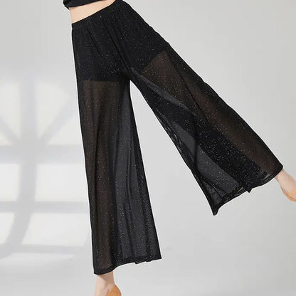 Pantalon palazzo noir femme transparent et fluide SecretBombe