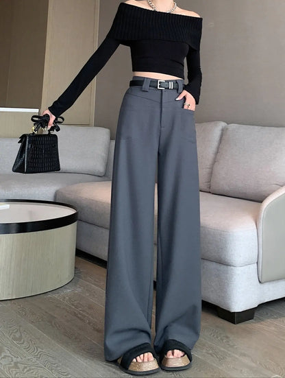 Pantalon femme coupe large gris  confortable et moderne - SecretBombe
