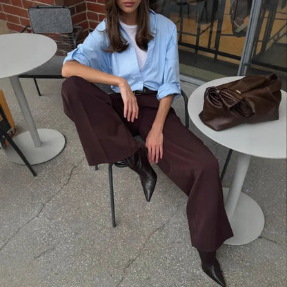 Pantalon palazzo chic en polyester pour femme