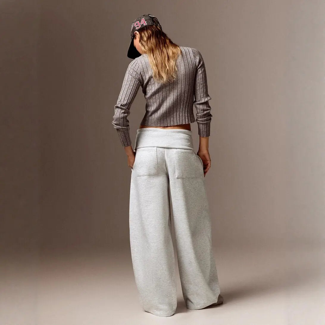 Vue dos du pantalon large femme gris SecretBombe