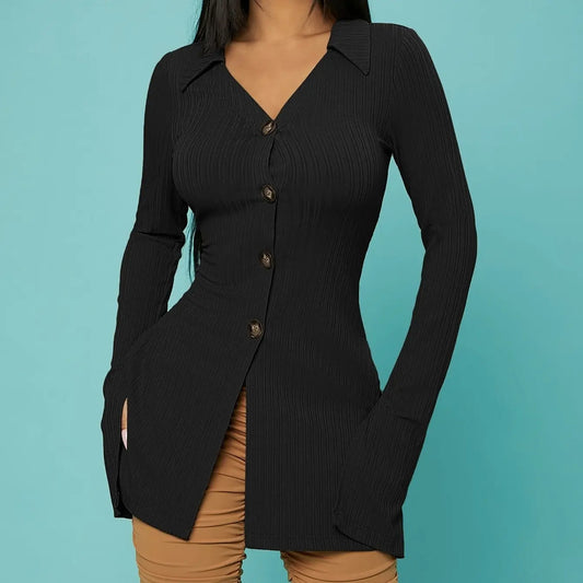 Haut femme casual automne-hiver, manches longues/sans manches, coupe ajustée en polyester léger