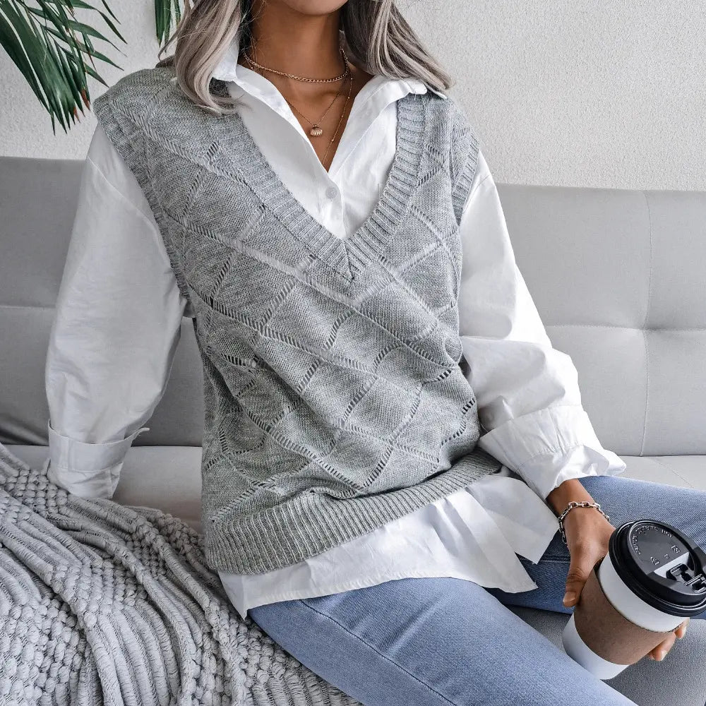Pull sans manches femme gris elegant SecretBombe