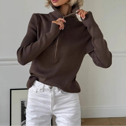 Pull femme marron style européen tendance coupe regular – secretbombe