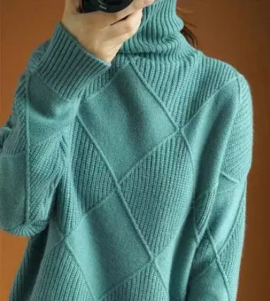 Pull oversize vert en maille tricotée SecretBombe, confortable et tendance