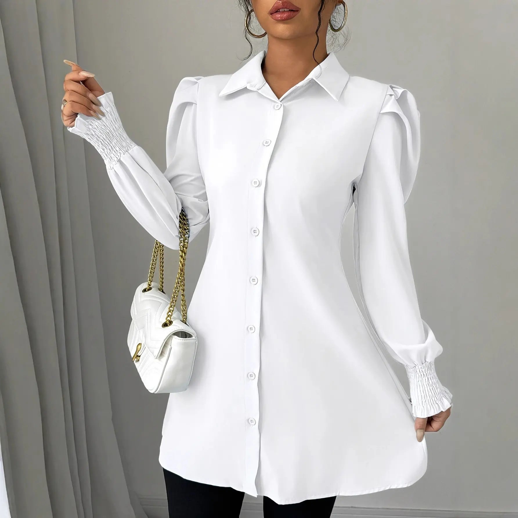 Chemise longue femme blanche look professionnel élégant – SecretBombe