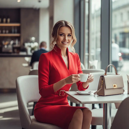 Robe crayon rouge femme SecretBombe, coupe ajustée et élégante