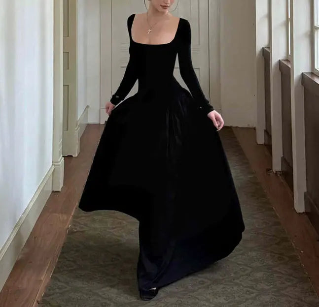 Robe danseuse noire manches classiques élégante – SecretBombe