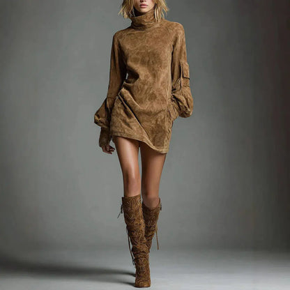 Robe courte femme manches longues style tendance – secretbombe