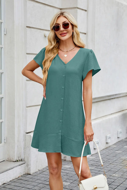 Robe fluide verte élégante mi-longue pour look raffiné et décontracté