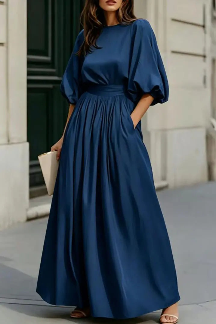Robe longue bleu marine chic et fluide femme SecretBombe