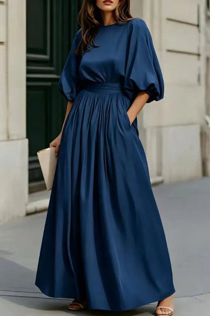 Robe longue bleu marine chic et fluide femme SecretBombe
