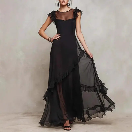 Robe de soirée noire avec détails en transparence – SecretBombe