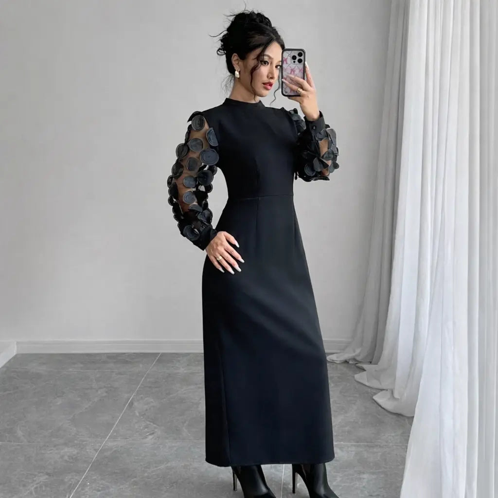 Robe longue noire élégante pour femme, style chic et tendance SecretBombe