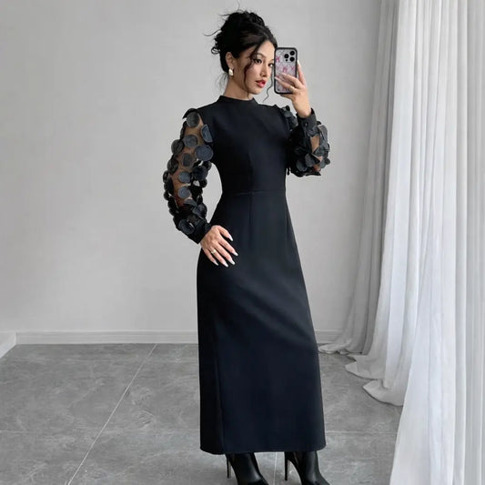 Robe longue noire élégante pour femme, style chic et tendance SecretBombe