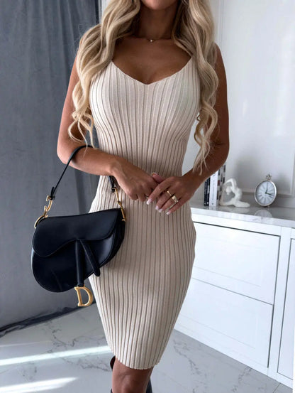 Robe chic et décontractée en maille côtelée pour femme moderne