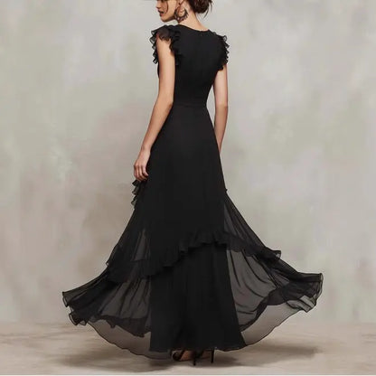 Robe longue noire élégante pour cérémonie ou soirée – SecretBombe