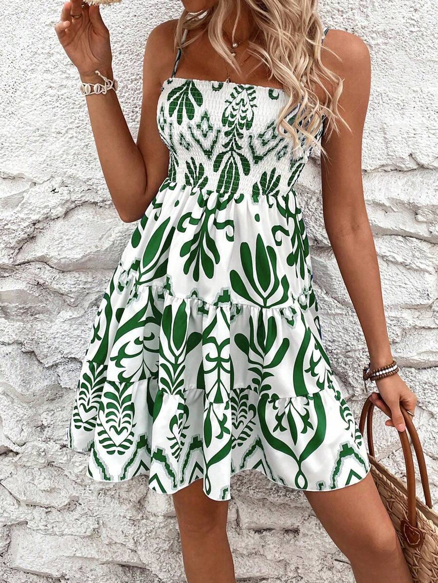 	Robe midi à imprimé floral bohème, fluide et légère